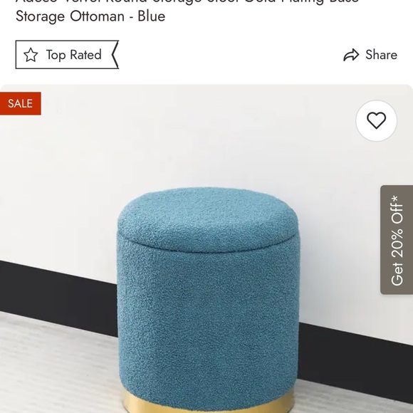 Velvet Storage Ottoman - Blue and Gold- new in box!